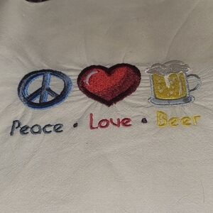 Peace Love Beer Embroidered Kitchen Towel